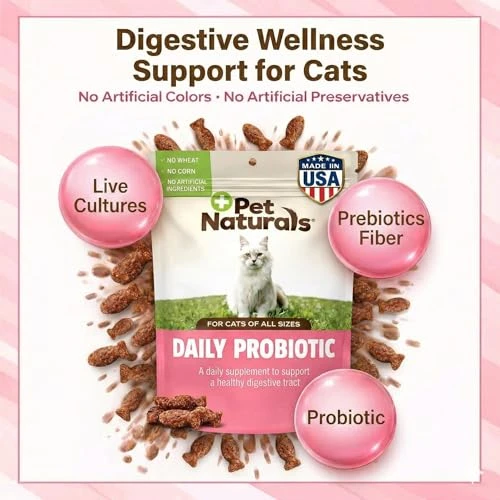 Pet Naturals Daily Probiotic Soft Chews for Cats, Digestive and Immune Support Supplement, 100 Million CFU Per Chew,