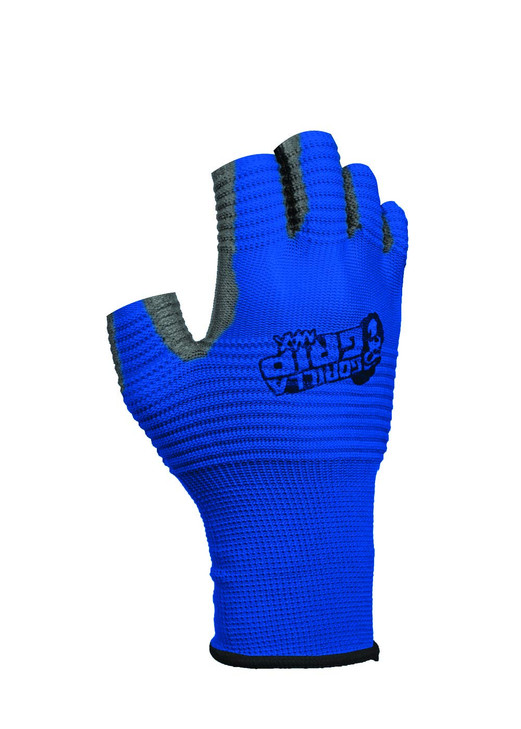 Gorilla Grip MAX Fingerless Gloves | Breathable Fingerless Work and Fishing Gloves with Ribbed Gripping Surface, Blue