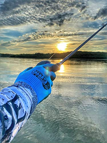 Gorilla Grip MAX Fingerless Gloves | Breathable Fingerless Work and Fishing Gloves with Ribbed Gripping Surface, Blue