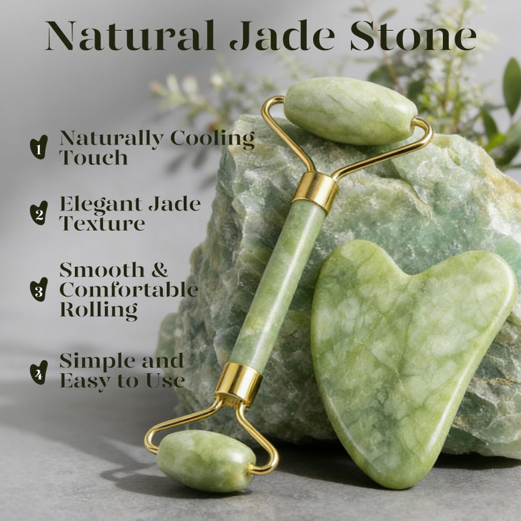 BAIMEI IcyMe Gua Sha & Jade Roller Set for Facial Sculpting and Relaxation