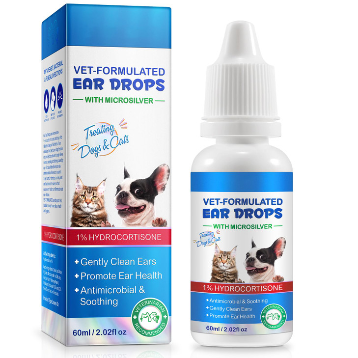 Beyxdu Dog Ear Infection Treatment Drops Yeast Ear Infection Treatment with 1% Hydrocortisone Ear Mites Treatment for