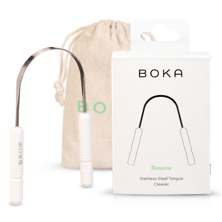 Boka Stainless Steel Tongue Scraper with Travel Pouch 1Pack