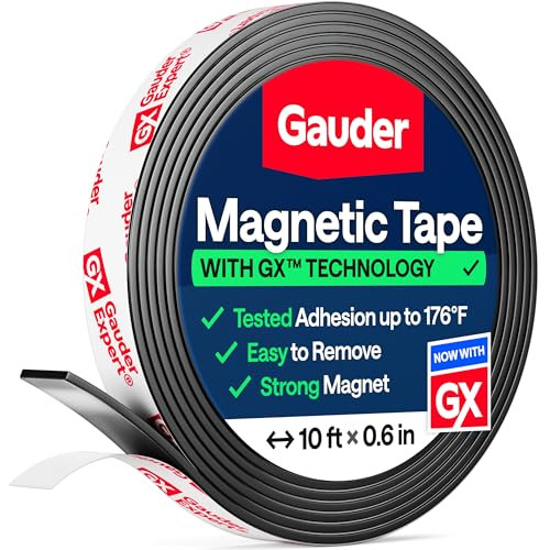 GAUDER Magnetic Tape Strong Self-Adhesive - Cut-to-Length Magnet Strip with High Magnetic Force - Heavy-Duty Adhesive
