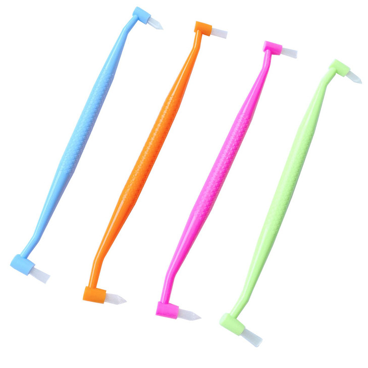 HRASY Orthodontic Toothbrush Double-Ended Interspace Brush Tiny Small Soft Trim Head and Flat Head End Tuft Toothbrush