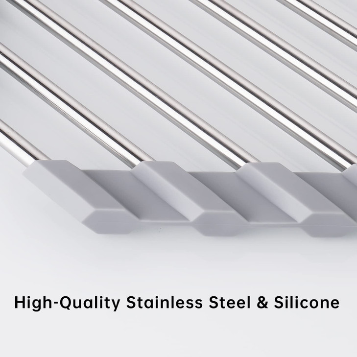 Tomorotec Triangle Roll-Up Dish Drying Rack for Sink Corner Small Foldable Stainless Steel Over The Sink Multipurpose