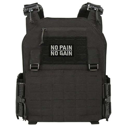 Uijokdef Uijokdef No Pain No Gain Tactical Morale Patch, Black Yellow Red, Hook and Loop Fastener, 3.15x1.57 Inch,