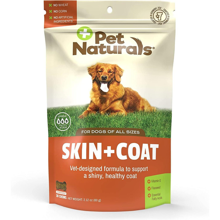 Pet Naturals Skin and Coat for Dogs, Bite-Sized Soft Chews, Salmon Oil and Omega Fatty Acids, Soothe Dry and Itchy