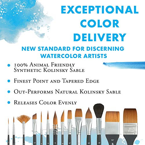 Princeton Aqua Elite, Series 4850, Synthetic Kolinsky Watercolor Paint Brush,Round, 0