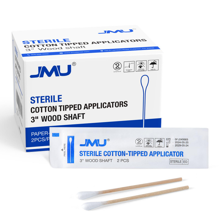 JMU Sterile Cotton Tipped Applicators 3", 200 Count Sterile Cotton Swabs