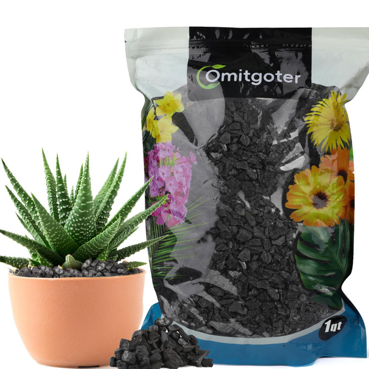 Omitgoter Horticultural Charcoal 1qt for Plants, Actived Charcoal Terrarium Supplies, Suitable for Indoor Plants,