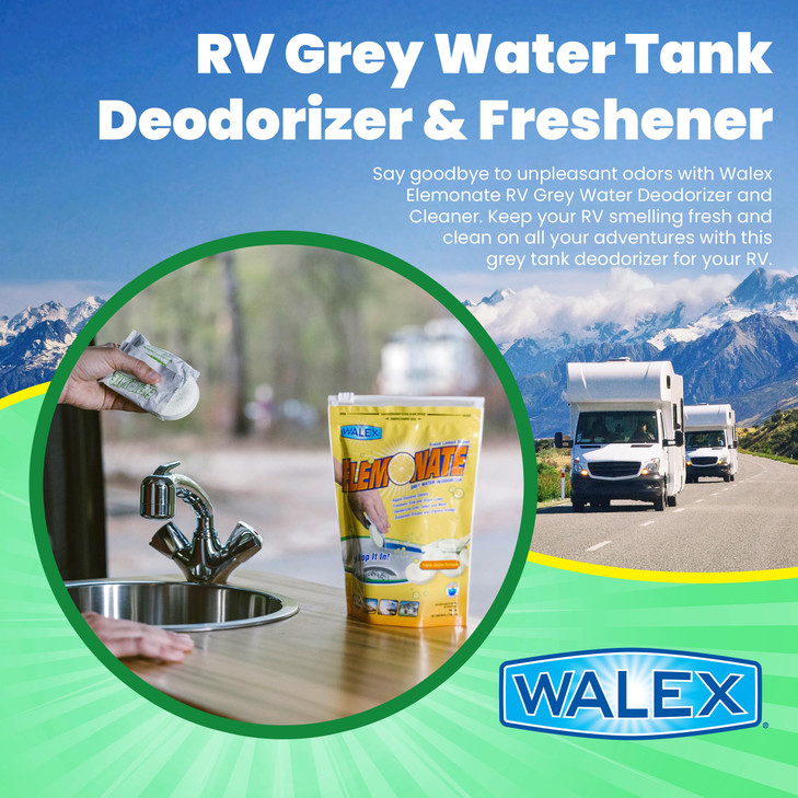 Walex Elemonate RV Grey Water Tank Deodorizer Tablets - Fresh Lemon, 5-Pack