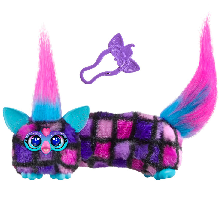 FURBY DJ Furblets Dis-Co-Dazz Mini Electronic Plush Toy with Funny Stretchable Sound Effects & Music, Speaks Furbish,