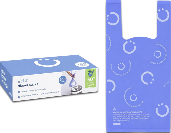Ubbi Disposable Baby Diaper Sacks, Lavender Scented, 200 Count