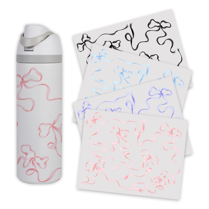 4PCS Bows Stickers for Owala Water Bottle, Stickers Waterproof Compatible with Urban Outfitters Owala Bottles, Tumbler