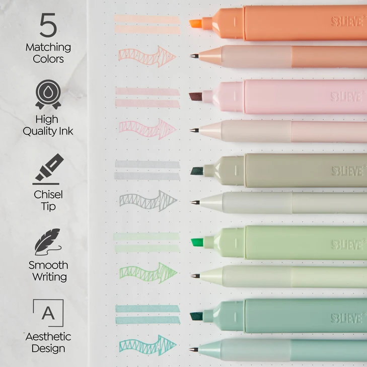 BLIEVE Bible Highlighters And Pens No Bleed, Chisel Tip & Rollerball Pens, Multicolor Ink, Comfort Grip & Fast Dry,