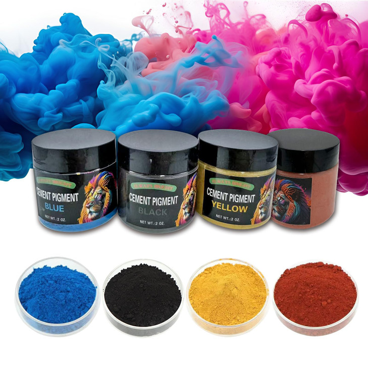 Concrete Cement Pigment-200g 4 colors 50g/2oz/Bottle of Black,blue and yellow Iron Oxide Pigment Powder, Concrete