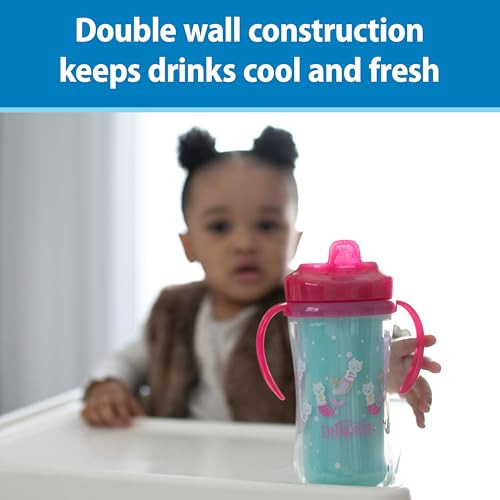 Dr. Brown's Milestones Insulated Hard Spout Sippy, Spill Proof Cup with Handles for Toddlers, 2-Pack, Pink, 10 oz/300