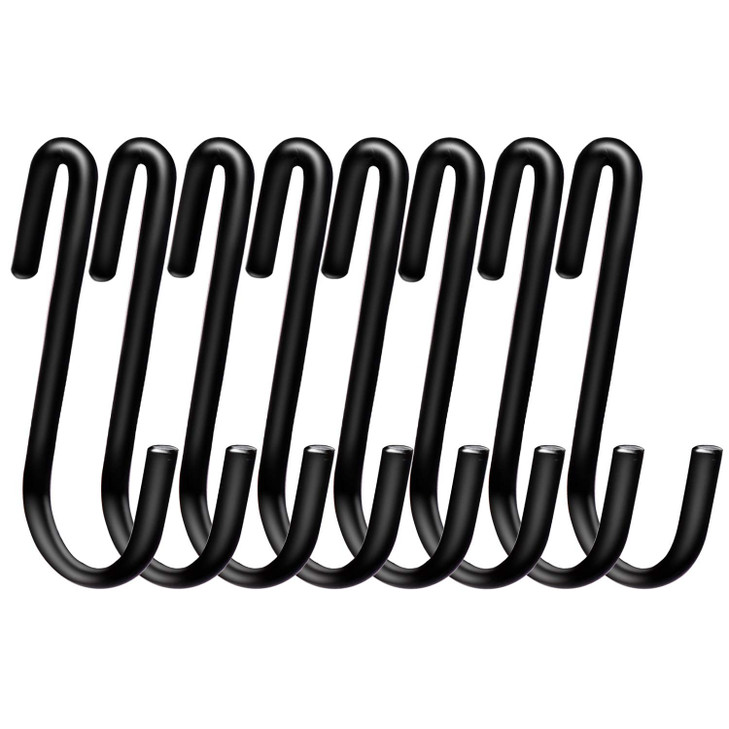 ESFUN 30 Pack 2.4 inches S Hooks for Hanging on Wire Shelves, Black S Shaped Hanging Hooks Hangers Pan Holder Pot Wire