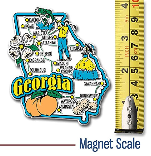 Georgia Jumbo State Magnet by Classic Magnets, 3.2" x 3.7", Collectible 3D Rubber Vintage-Style Souvenirs and Gifts