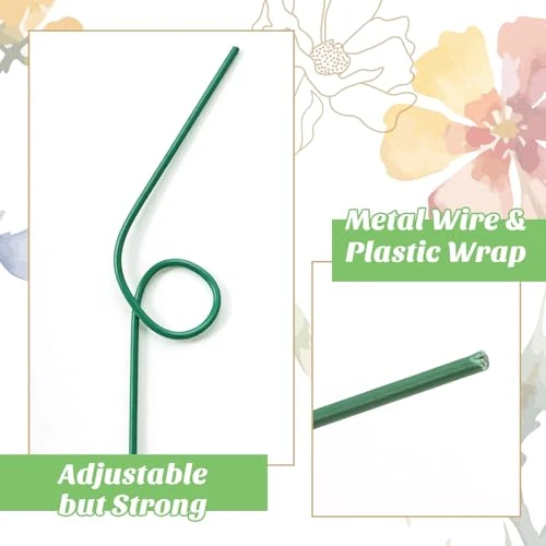 Green Floral Wire Stems for Crafts, Crochet Pipe Cleaner Flower, 100PCS