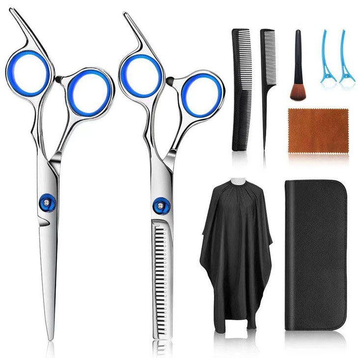 Hair Cutting Scissors Kits, 10 Pcs Stainless Steel Hairdressing Shears Set Professional Thinning Scissors For