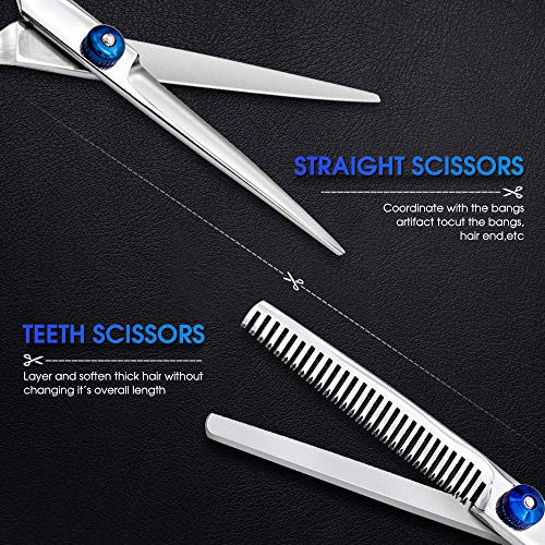 Hair Cutting Scissors Kits, 10 Pcs Stainless Steel Hairdressing Shears Set Professional Thinning Scissors For