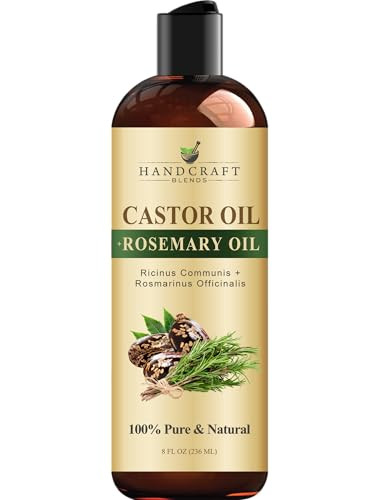 Handcraft Blends Castor Oil with Rosemary Oil 8 Fl Oz | 100% Pure and Natural | Premium Grade Carrier Oil | Hair,