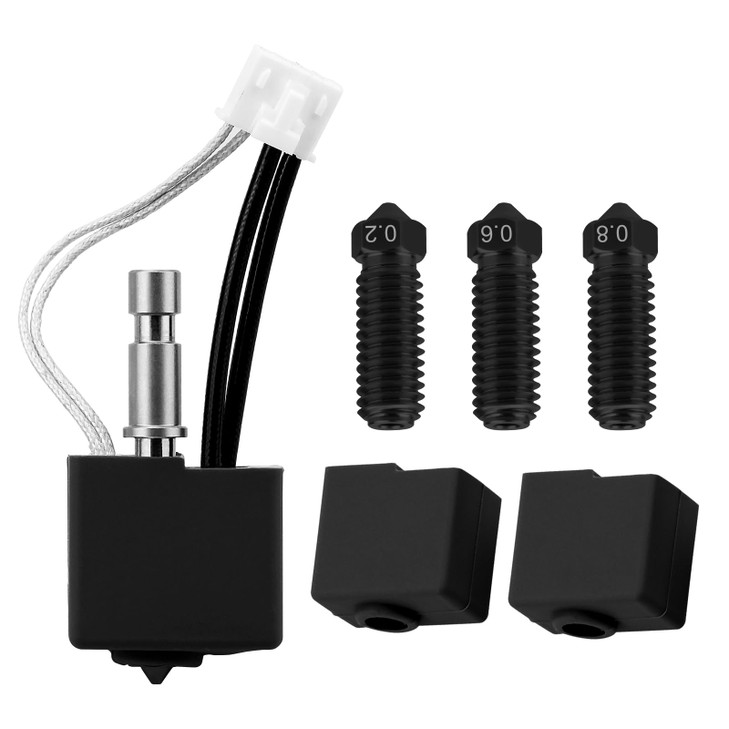 Kobra S1/S1 Combo 3D Printer Extruder 0.4mm Hotend kit with 0.2mm/0.6mm/0.8mm Quick Swap Brass Nozzle and 2x Silicone