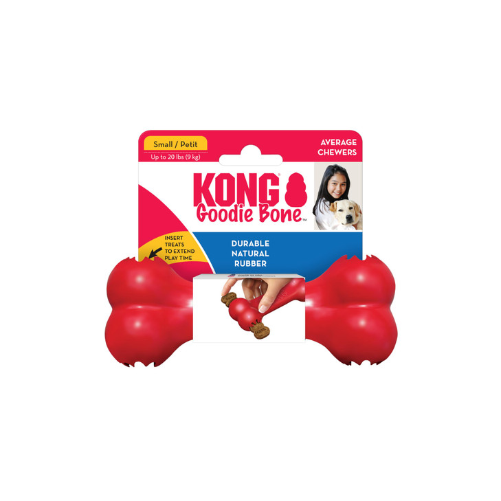 KONG Goodie Bone, Natural Rubber Treat-Dispensing Toy, Red, for Small Dogs