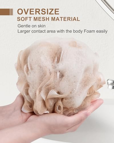 MTDLYICE Loofah Sponge, XL Large Loofah 75g 4 Pack, Bath Sponge Soft Mesh Shower, Body Scrubber, Loofah for Men, Bath