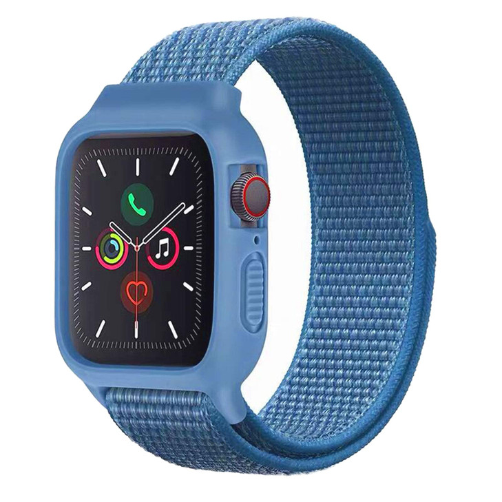 Nylon Sport Band with Case Compatible with Apple Watch Band 42mm(Series 10) 41mm 40mm 38mm,Silicone Bumper Case with