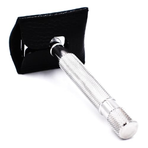 Parker Genuine Leather Safety Razor Travel Sheath  SaddleBrown Buffalo Leather, HandStitched Protection Sleeve for