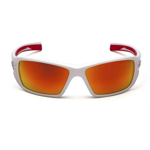 Pyramex Velar Safety Glasses, White-Red Frame/Sky Red Mirror Lens