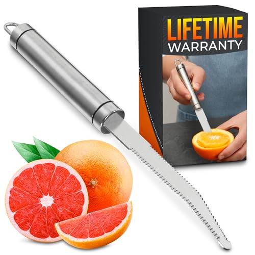 Reluen Grapefruit Knife Curved Serrated Double Blade, Stainless Steel Tool