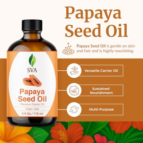 SVA Papaya Seed Carrier Oil, Glass Bottle with Dropper, 4 Fl Oz (118 ml)
