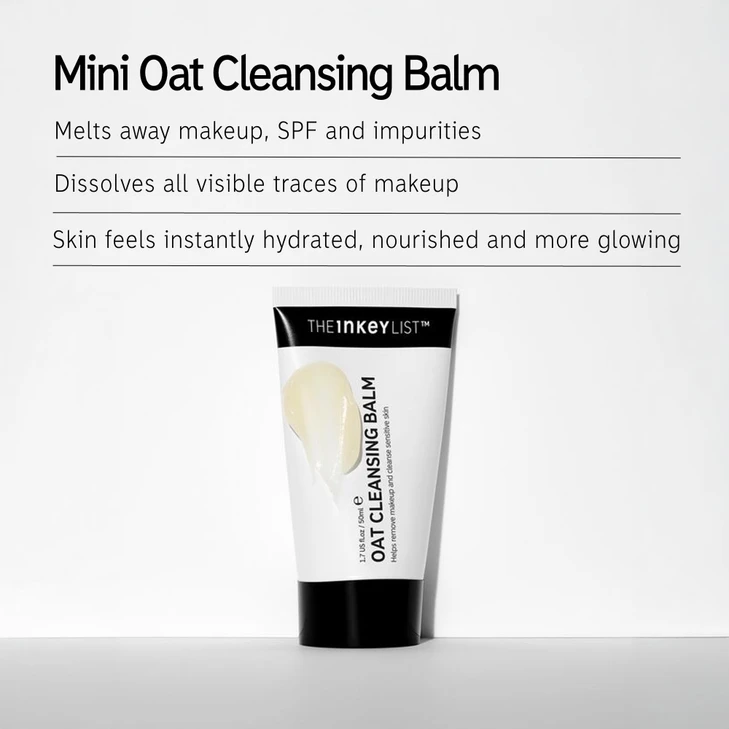 The INKEY List Mini Oat Cleansing Balm, Rich Balm Removes Makeup and Impurities, Reduces Redness, Travel Size, 1.69 Fl