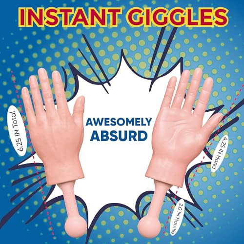 Tiny Hands (1 Pair - New) - Improved Little Small Mini Hand Stick Puppet - Make Anyone Laugh - Pocket Sized Hilarity