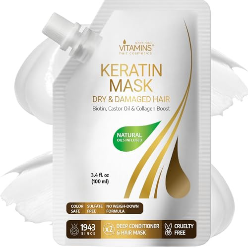 VITAMINS hair cosmetics Keratin Hair Mask - Protein Repair Keratin Treatment - Deep Conditioner for Dry, Damaged,