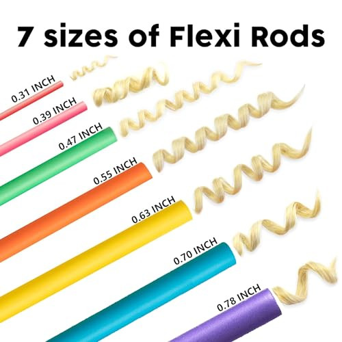 xnicx 47 Pcs 7" Heatless Flexi Rods Set for Overnight Curls for All Hair