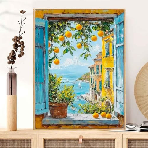 Yunruily Paint by Number Adult Lemon Tree-Adult Paint by Numbers,Paint by Numbers for Adults Canvas for Gifts Home