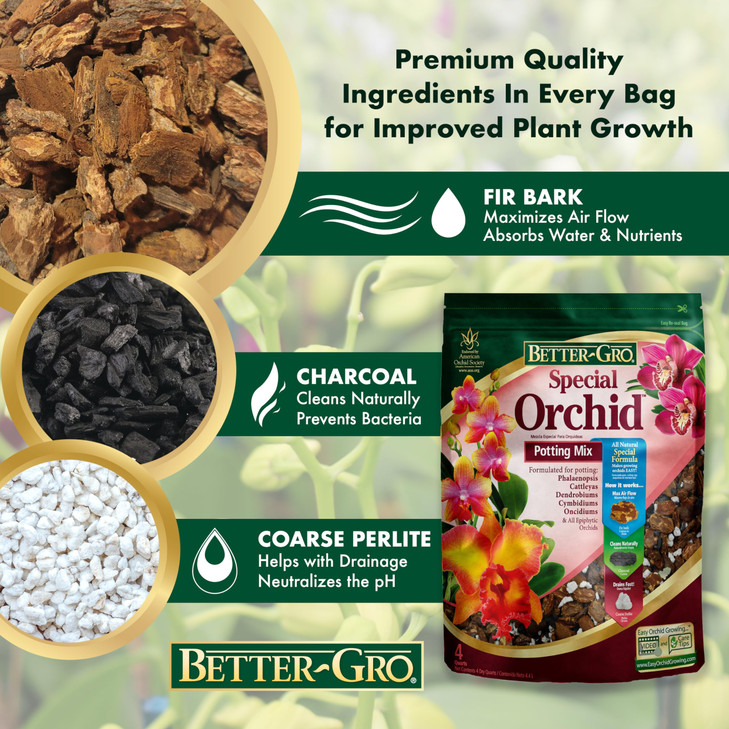 Better-Gro Special Orchid Mix - Orchid Bark Potting Mix - 4 Quarts