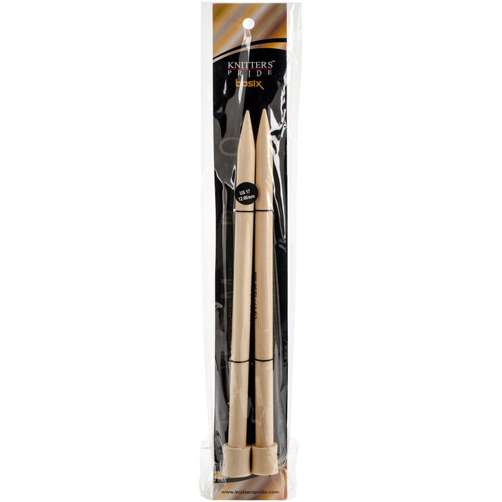 Knitter's Pride Basix Single Pointed Knitting Needles Size US 17, 10-Inch, Aluminum, Light Brown