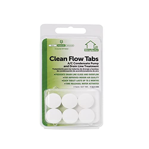 SimpleAir SACF Drain Line Clean Flow Tabs, for AC Units, HVAC Systems, Dehumidifiers, Condensate Drain Line
