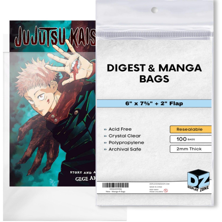 (100 Sleeves) Display Zone Resealable Digest & Manga Bags Protector Covers