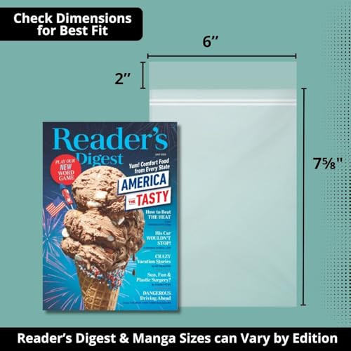 (100 Sleeves) Display Zone Resealable Digest & Manga Bags Protector Covers