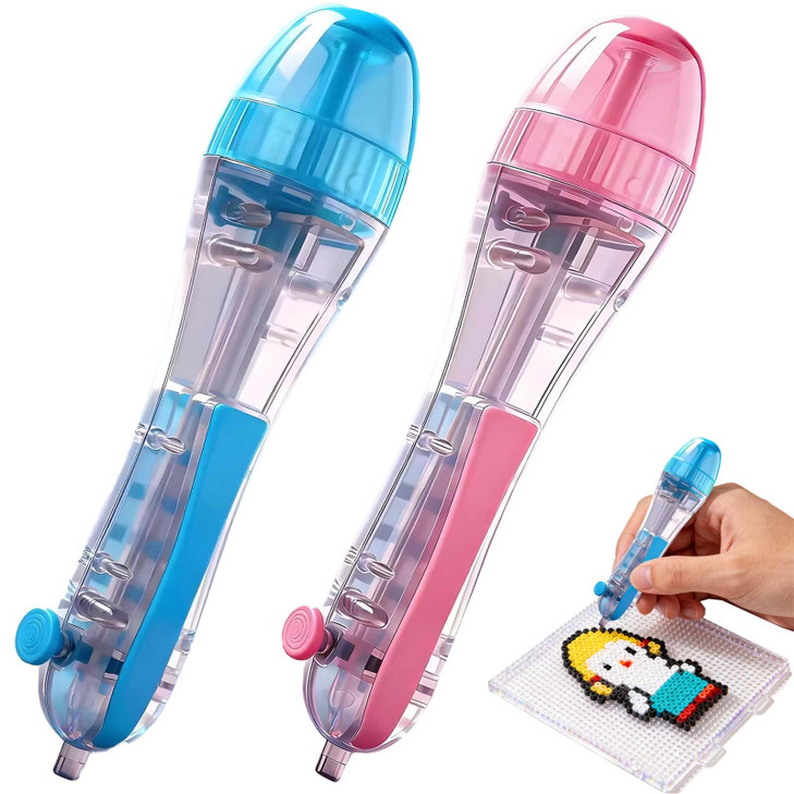 2.6mm Fuse Bead Pen with Automatic Dispenser - 2 Pieces Melty Beads for DIY Decor, Holiday Crafts, and Art Projects -