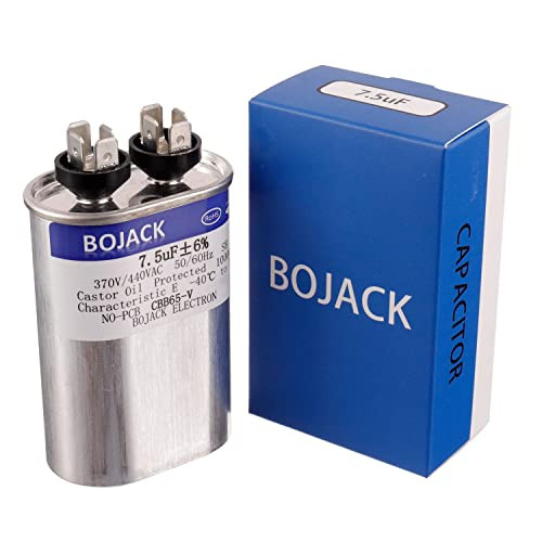 BOJACK 7.5 uF ±6% 7.5 MFD 370V/440V CBB65 Oval Run Start Capacitor for AC Motor Run or Fan Start and Cool or Heat Pump