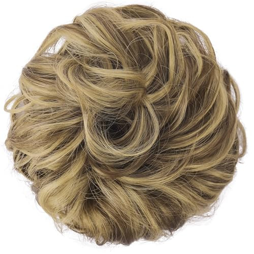 FESHFEN Large Messy Bun Hair Piece - Wavy Synthetic Chignon Scrunchies Elastic Ponytail Hair Extensions Thick