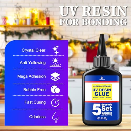 UV Resin Kit with Light, 60g UV Glue for Bonding & Curing in Seconds