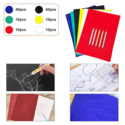 120pcs A4 Transfer Paper with 5pcs Embossing Stylus,Tracing Paper Copy Paper Carbon Water-Soluble Transfer Paper for